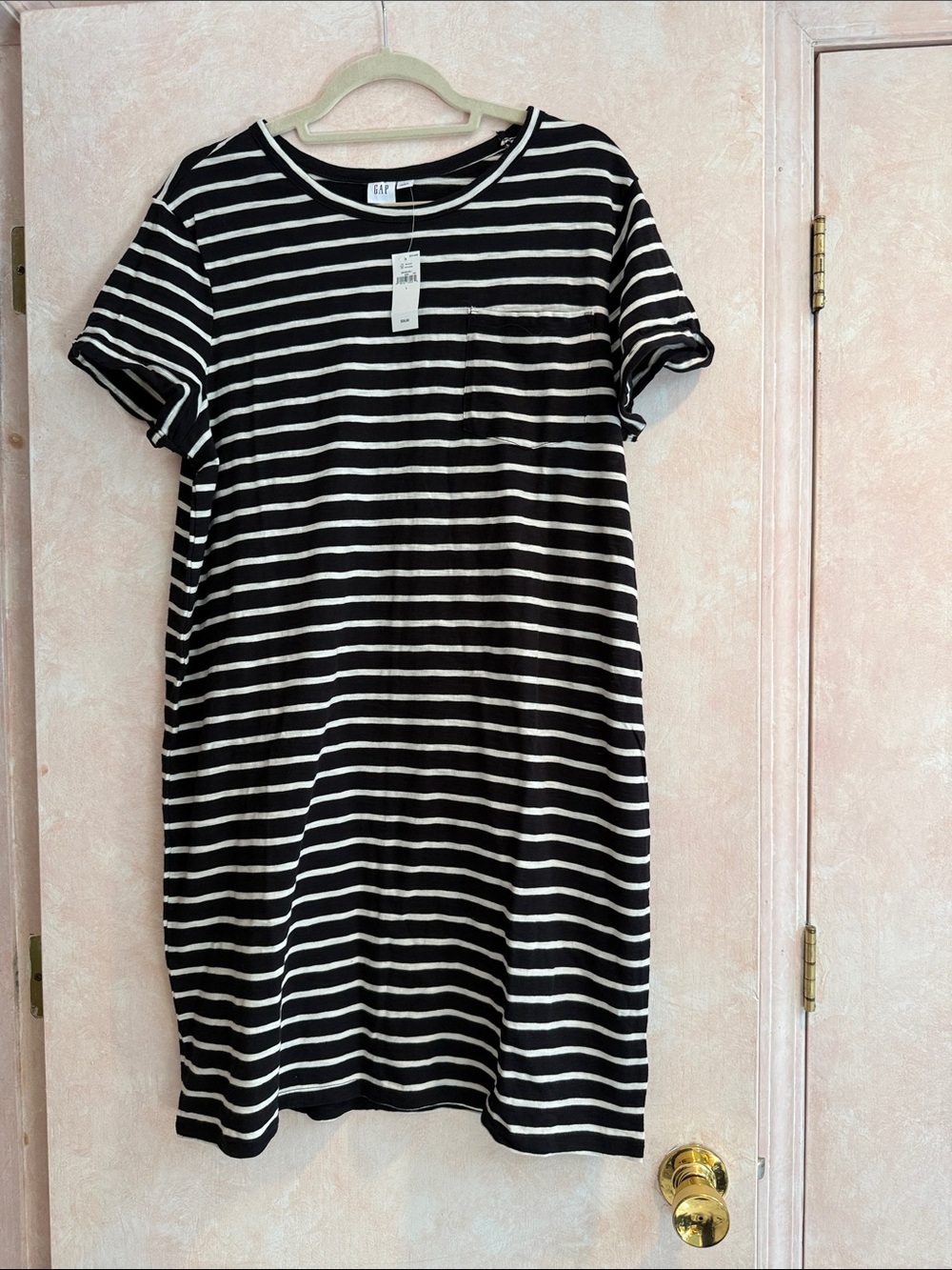 GAP Black and White Striped Pocket Tee Dress